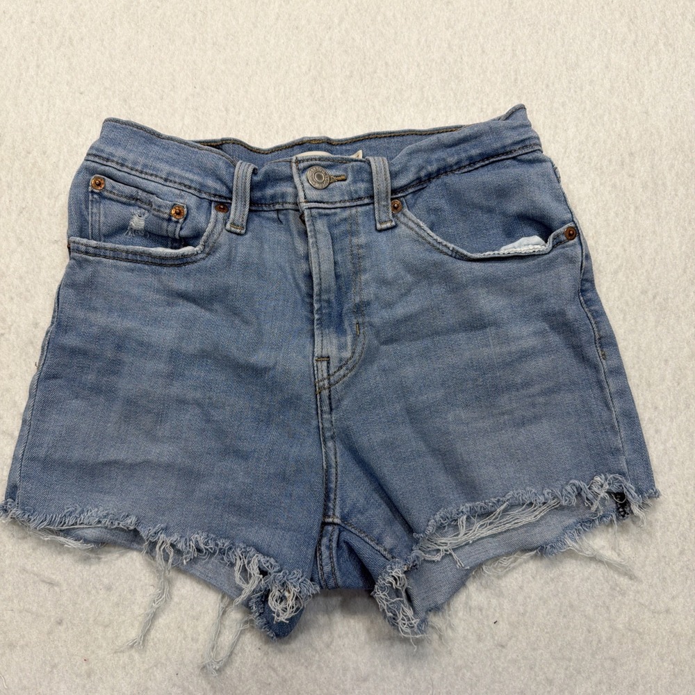 Levi's Women's Shorts Size 27 Blue High Rise Distressed Denim Waterless Cutoff